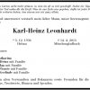 Leonhardt Karl Heinz 1936-2013 Todesanzeige